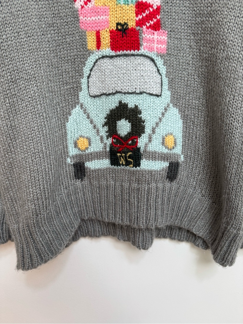 Wooden Ships Wonderful Christmas Sweater Women XS/S Car Gifts Wreath Holiday - Picture 4 of 12